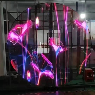 ซื้อ รอบ P3.97-7.81 LED ผนังแผ่นวีดีโอกระจกสีเต็มโปร่งใส online manufacture